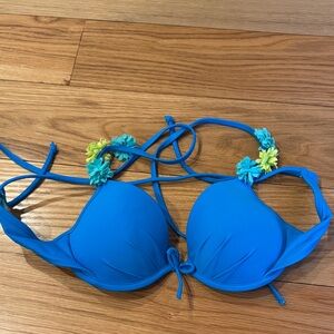 Victoria’s Secret Push-Up Blue Floral Women's Bikini Top, 32B